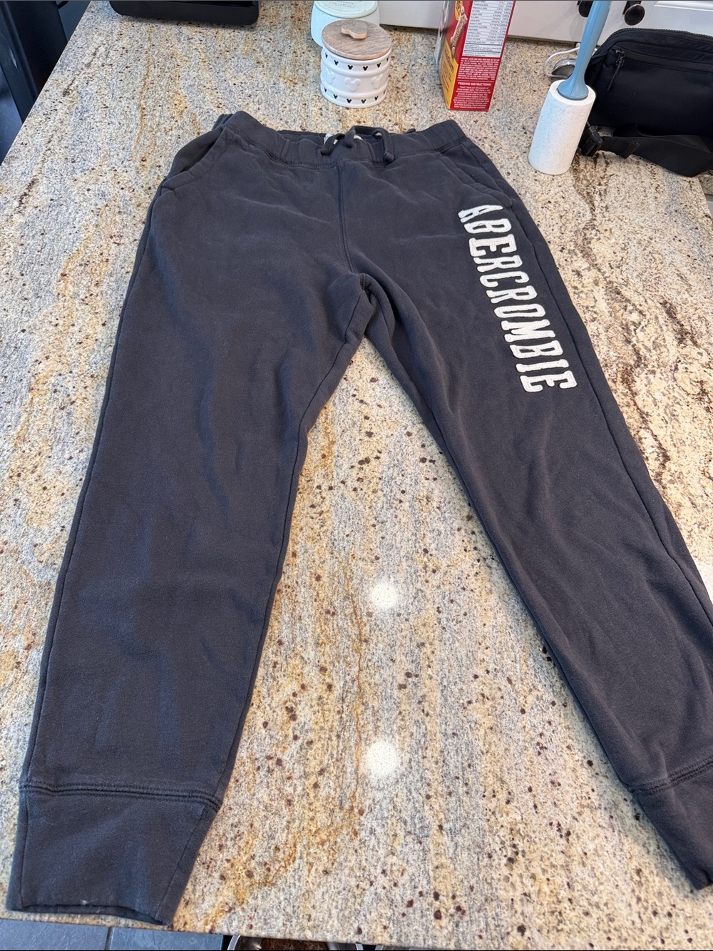 Abercrombie & Fitch Charcoal Gray Logo Joggers